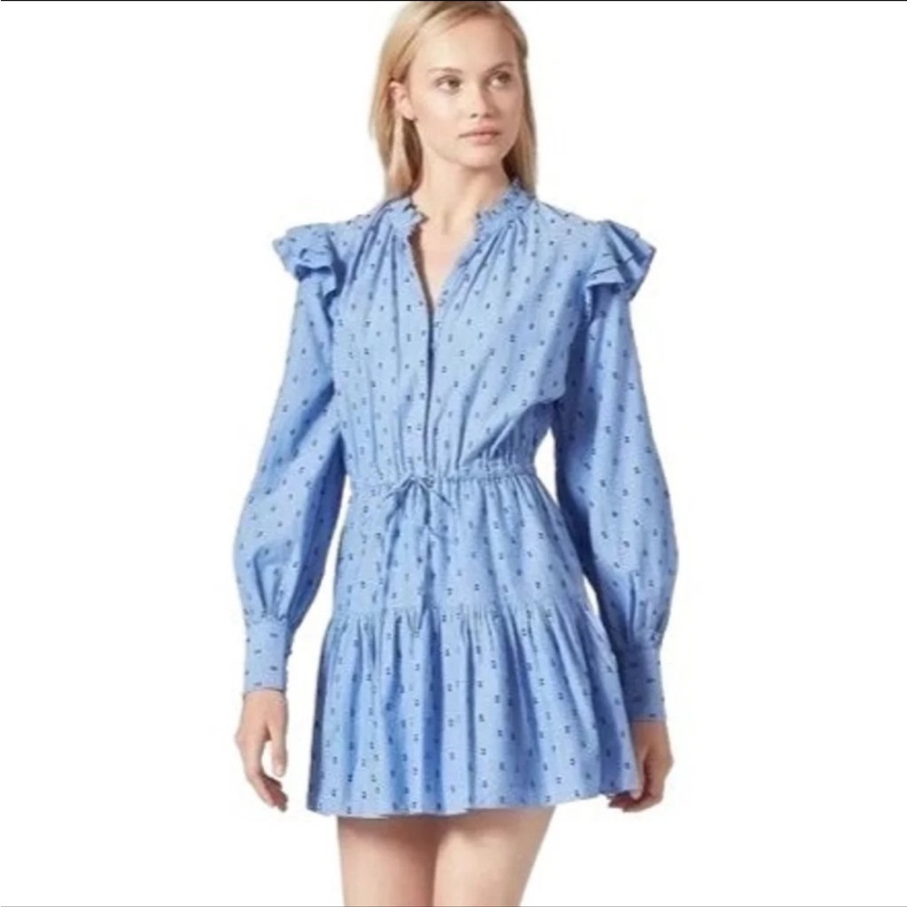 Joie Monesa chambray ruffle long sleeve dress